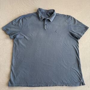 John Varvatos USA Peace Sign Polo Shirt Men XXL Blue Cotton Short Sleeve